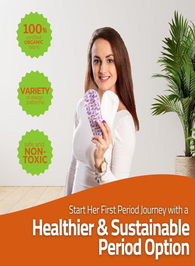 Natissy Non-Slip, Organic Cotton Reusable Menstrual Pads for Teen Girls (6 Pack S+M) - Leak Proof & Odor Free Cloth Period Pads - High-Temp Washable, Breathable & Skin-Safe for First Period Day Confidence - Image 4